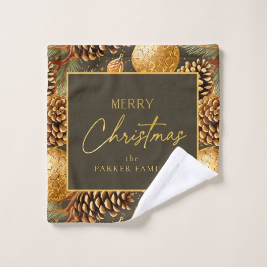 Earth Tones Christmas Pattern#29 ID1009 Badhandtuch Set (Waschlappen)