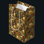 Earth Tones Christmas Pattern#29 ID1009 Mittlere Geschenktüte<br><div class="desc">Wenn Sie sich fragen, welche Farbkombinationen Sie für Ihre Weihnachtsdekoration und Geschenkartikel in diesem Jahr auswählen sollten, habe ich Sammlungen von aufeinander abgestimmten Mustern erstellt, um das Leben ein wenig leichter zu machen. Diese "Frohe Weihnachten" Geschenktasche hat ein Aquarellmuster aus Nadelkronen und Blattwerk in Erdtönen und Gold mit einer Vorlage,...</div>