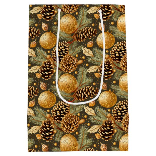 Earth Tones Christmas Pattern#29 ID1009 Mittlere Geschenktüte (Rückseite)