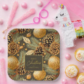 Earth Tones Christmas Pattern#29 ID1009 Pappteller (Party)