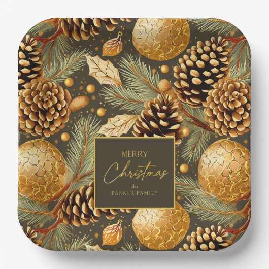 Earth Tones Christmas Pattern#29 ID1009 Pappteller (Vorderseite)