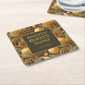 Earth Tones Christmas Pattern#29 ID1009 Rechteckiger Pappuntersetzer (angewinkelt)