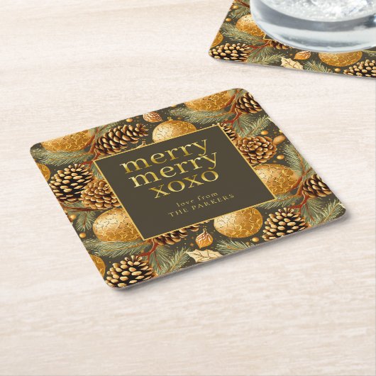 Earth Tones Christmas Pattern#29 ID1009 Rechteckiger Pappuntersetzer (angewinkelt)