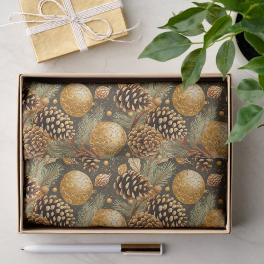 Earth Tones Christmas Pattern#29 ID1009 Seidenpapier (Geschenk)