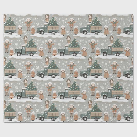Earth Tones Christmas Pattern#2 ID1009 Geschenkpapier (Flach)