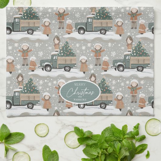 Earth Tones Christmas Pattern#2 ID1009 Geschirrtuch (Gefaltet)