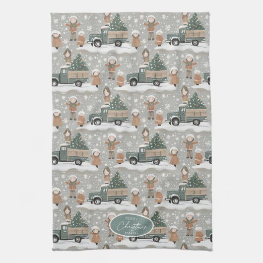 Earth Tones Christmas Pattern#2 ID1009 Geschirrtuch (Vertikal)