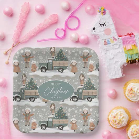 Earth Tones Christmas Pattern#2 ID1009 Pappteller (Party)