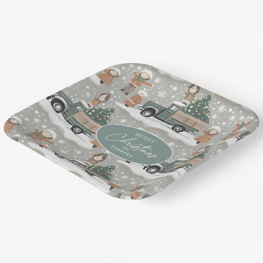 Earth Tones Christmas Pattern#2 ID1009 Pappteller (Gewinkelt)