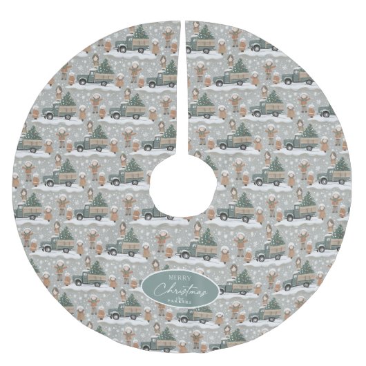 Earth Tones Christmas Pattern#2 ID1009 Polyester Weihnachtsbaumdecke (Vorderseite)