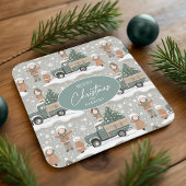 Earth Tones Christmas Pattern#2 ID1009 Rechteckiger Pappuntersetzer