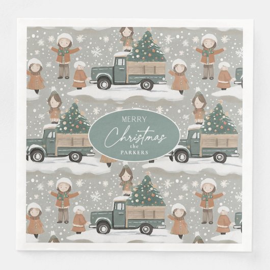 Earth Tones Christmas Pattern#2 ID1009 Serviette (Vorderseite)