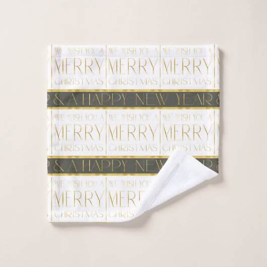 Earth Tones Christmas Pattern#35b ID1009 Badhandtuch Set (Waschlappen)