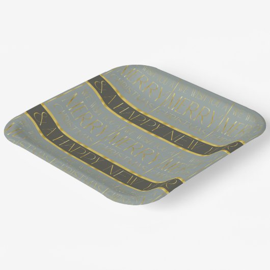 Earth Tones Christmas Pattern#35b ID1009 Pappteller (Gewinkelt)