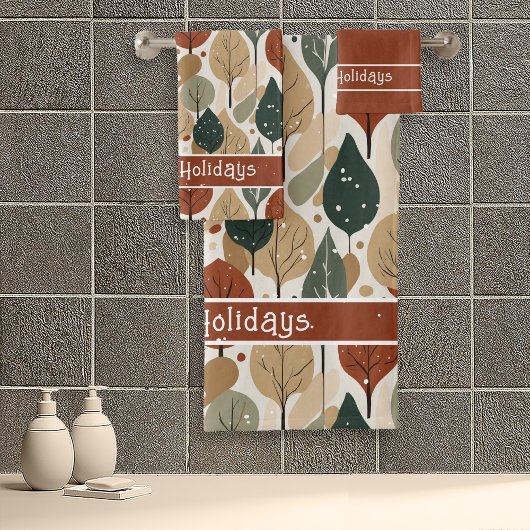 Earth Tones Christmas Pattern#5 ID1009 Badhandtuch Set