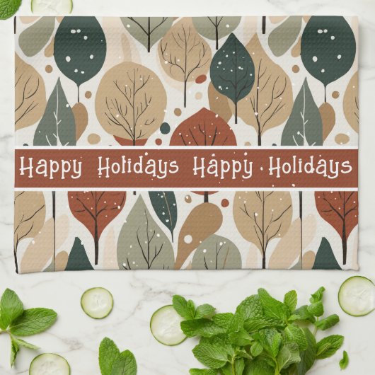 Earth Tones Christmas Pattern#5 ID1009 Geschirrtuch (Gefaltet)