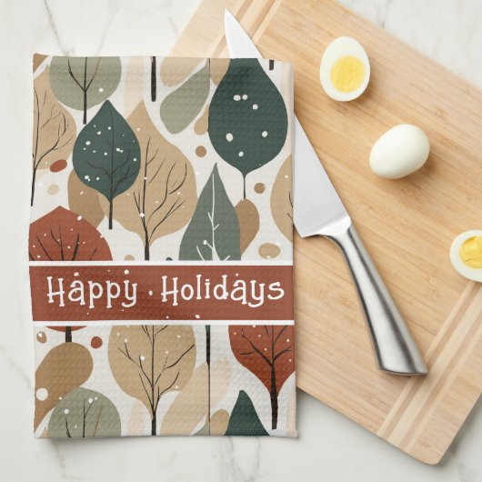 Earth Tones Christmas Pattern#5 ID1009 Geschirrtuch (Viertel Falte)