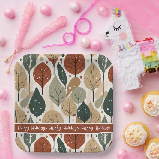 Earth Tones Christmas Pattern#5 ID1009 Pappteller (Party)