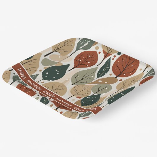 Earth Tones Christmas Pattern#5 ID1009 Pappteller (Gewinkelt)