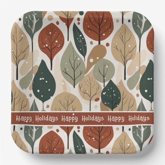 Earth Tones Christmas Pattern#5 ID1009 Pappteller (Vorderseite)
