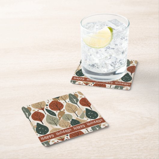 Earth Tones Christmas Pattern#5 ID1009 Rechteckiger Pappuntersetzer (Vor Ort)