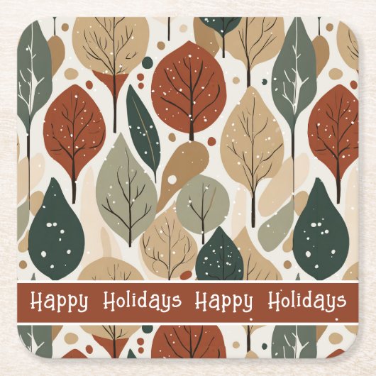 Earth Tones Christmas Pattern#5 ID1009 Rechteckiger Pappuntersetzer (Vorderseite)