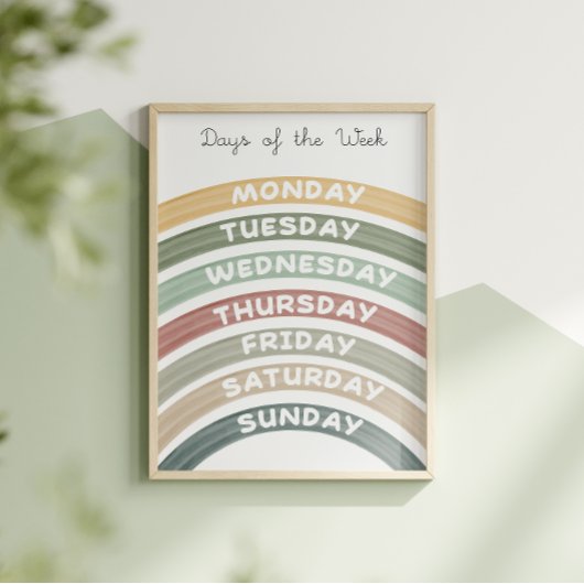 Earth Tones Days of the Week Educational Poster