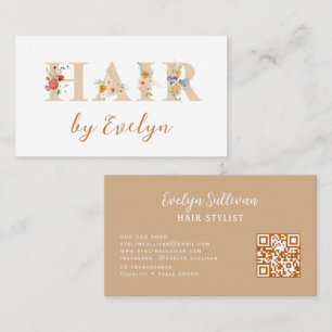 Earth Tones Floral Letters Hair Business Card Visitenkarte