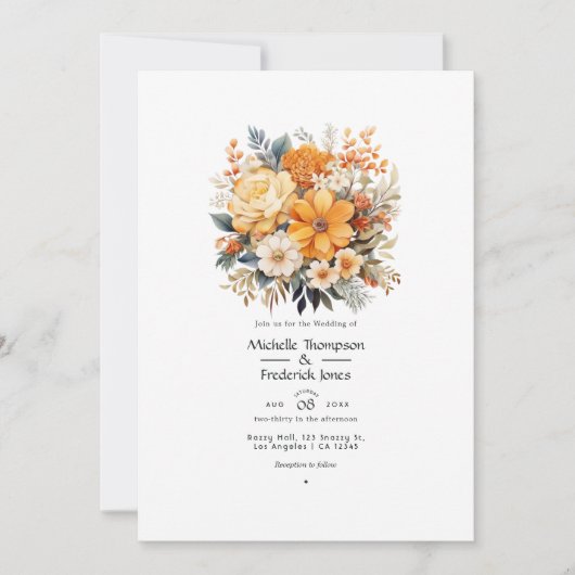 Earth Tones Floral Wedding Einladung (Vorderseite)
