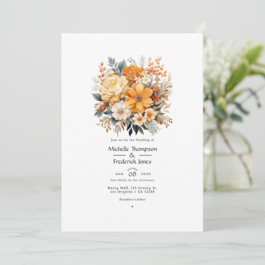 Earth Tones Floral Wedding Einladung (Stehend Vorderseite)