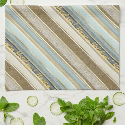 Earth Tones Gold Christmas Pattern#28 ID1009 Geschirrtuch (Gefaltet)