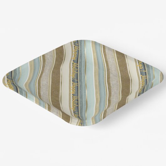 Earth Tones Gold Christmas Pattern#28 ID1009 Pappteller (Gewinkelt)