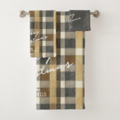 Earth Tones Gold Weihnachtsmuster#7 ID1009 Badhandtuch Set (Insitu)