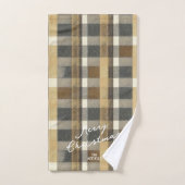 Earth Tones Gold Weihnachtsmuster#7 ID1009 Badhandtuch Set (Handtuch)