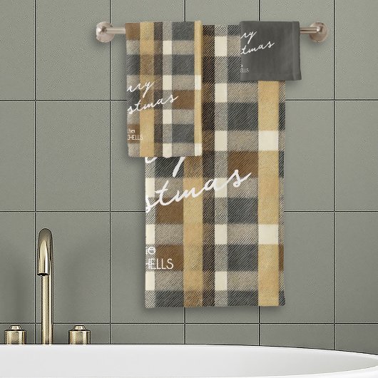 Earth Tones Gold Weihnachtsmuster#7 ID1009 Badhandtuch Set