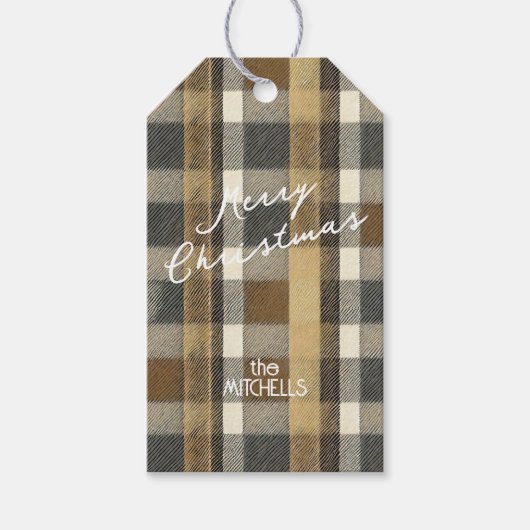 Earth Tones Gold Weihnachtsmuster#7 ID1009 Geschenkanhänger (Vorderseite)