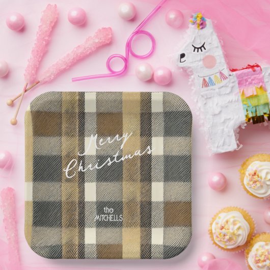 Earth Tones Gold Weihnachtsmuster#7 ID1009 Pappteller (Party)