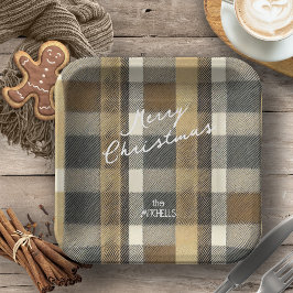 Earth Tones Gold Weihnachtsmuster#7 ID1009 Pappteller