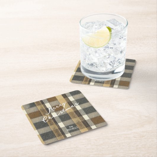 Earth Tones Gold Weihnachtsmuster#7 ID1009 Rechteckiger Pappuntersetzer (Vor Ort)