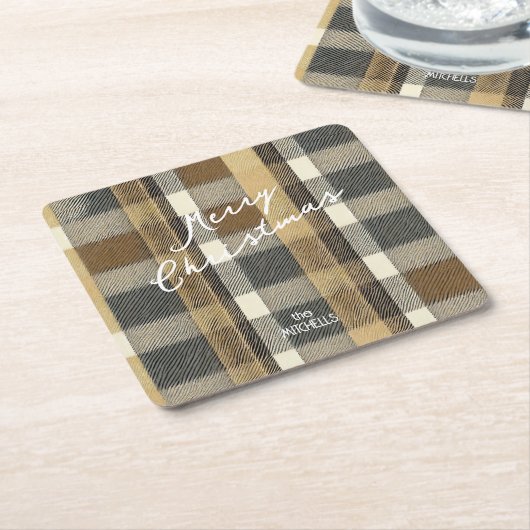 Earth Tones Gold Weihnachtsmuster#7 ID1009 Rechteckiger Pappuntersetzer (angewinkelt)