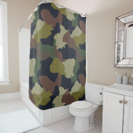 Earth Tones Green Brown Camouflage Duschvorhang