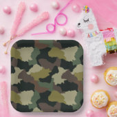 Earth Tones Green Brown Camouflage Pappteller (Party)