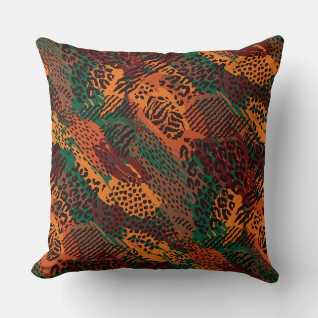 Earth Tones Safari Animal Print Kissen (Vorderseite)