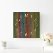 Earth Tones Techno Streaks Quadratische Wanduhr (Zuhause)
