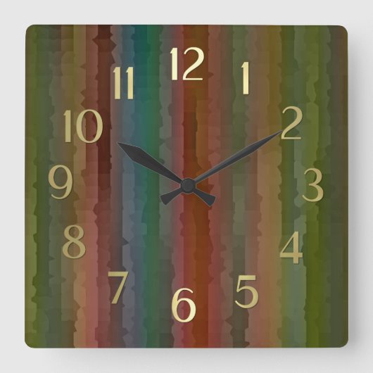 Earth Tones Techno Streaks Quadratische Wanduhr (Vorderseite)