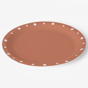 Earth Tones Terra Cotta White Polka Dots Pappteller