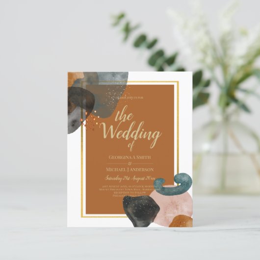 Earth Tones Wedding Terracotta Green Gold Abstrakt (Stehend Vorderseite)