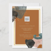 Earth Tones Wedding Terracotta Green Gold Abstrakt Einladung (Rückseite)