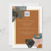 Earth Tones Wedding Terracotta Green Gold Abstrakt Einladung (Rückseite)