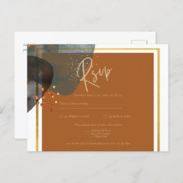 Earth Tones Wedding Terracotta Green Gold Abstrakt Postkarte
